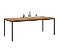 vidaXL Mesa de Exterior Natural y Negro 200 x 90 x 75 cm, Mesa de Madera de Acacia, Muebles Modernos para jardín, solución de Comedor Resistente para Exterior y Relax