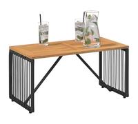 vidaXL Mesa de Exterior Negro y Marrón 80 x 40 x 40 cm ratán sintético, Mesa Alfresco, Mueble Resistente para Exterior, Patio rústico, Superficie Rectangular de Acacia, jardín a Prueba de Clima