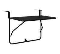 vidaXL Mesa de Exterior Suspendida Negra 60 x 39.5cm Montada en la Pared, Altura Ajustable, Plegable. Diseño de Acero para Balcones. Estilo Moderno, Ideal para Comidas y Buffets de Verano en tu BALC