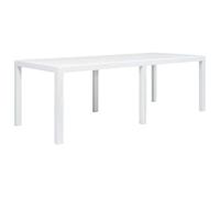 vidaXL Mesa de jardín Aspecto de ratán plástico Blanca 220x90x72 cm