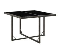 vidaXL Mesa de Jardín Comedor Cocina Patio Terraza Balcón Camping Mobiliario Muebles Soporte Exterior Ratán Sintético y Vidrio Negra 109x107x74 cm