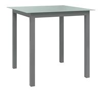 vidaXL Mesa de Jardín Comedor Cocina Patio Terraza Balcón Camping Mobiliario Muebles Soporte Exterior de Aluminio y Vidrio Gris Claro 80x80x74 cm