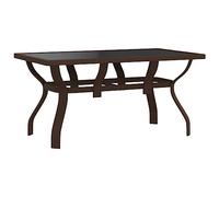 vidaXL Mesa de Jardín Comedor Cocina Patio Terraza Balcón Muebles Mobiliario Soporte Exterior Estable Acero y Vidrio Marrón y Negro 140x70x70 cm