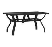 vidaXL Mesa de Jardín Comedor Cocina Patio Terraza Balcón Muebles Mobiliario Soporte Exterior Estable Acero y Vidrio Negra 140x70x70 cm