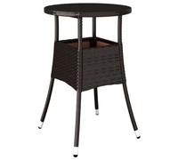 vidaXL Mesa de Jardín Comedor Cocina Patio Terraza Balcón Muebles Mobiliario Soporte Exterior Estable Vidrio Templado Ratán Sintético Marrón Ø60x75 cm