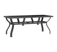 vidaXL Mesa de Jardín Comedor Cocina Patio Terraza Balcón Muebles Mobiliario Soporte Exterior Estable Acero y Vidrio Gris y Negro 180x80x70 cm