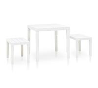 vidaXL Mesa de Jardín con 2 Bancos Camping Terraza Patio Conjunto Casa Exterior Sillones Aire Libre Festival Silla Asientos Plástico Blanco