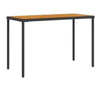vidaXL Mesa de Jardín con Superficie de Madera, Mesita Auxiliar, Mesa de Comedor Exterior, Mueble para Patio Terraza, Ratán PE Negro