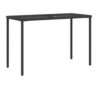 vidaXL Mesa de Jardín con Superficie de Vidrio, Mesita Auxiliar, Mesa de Comedor Exterior, Mueble para Patio Terraza, Ratán PE Negro