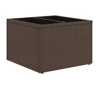 vidaXL Mesa de Jardín con Superficie de Vidrio, Mesita Auxiliar, Mesa de Comedor Exterior, Mueble para Patio Terraza, Ratán PE Marrón