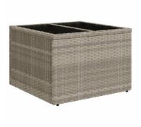 vidaXL Mesa de Jardín con Superficie de Vidrio, Mesita de Centro, Mesa Auxiliar de Exterior, Mesa para Patio Terraza, Ratán PE Gris Claro