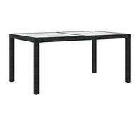 vidaXL - Mesa de jardín de 150 x 90 x 75 cm, cristal templado y ratán negro