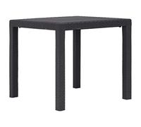 vidaXL Mesa de jardín de plástico Aspecto ratán marrón 79x79x72 cm