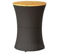 Mesa De Jardín Forma De Tambor Ratán Sintético Y Madera Negro Vidaxl