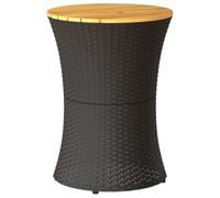Mesa De Jardín Forma De Tambor Ratán Sintético Y Madera Negro Vidaxl