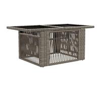 vidaXL Mesa de Jardín Gris 100 x 55 x 37 cm Rattan PE y Cristal, Mesa de Comedor Moderna, Rectangular, Resistente a la Intemperie, fácil de Limpiar, compacta y Duradera