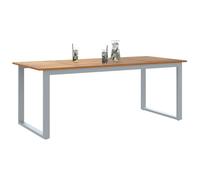 vidaXL Mesa de Jardín Gris 200 x 90 x 75 cm Madera de Acacia Sólida | Madera y metal de alta calidad, súper resistentes, Cabe hasta 8 personas sin problema,