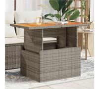 vidaXL Mesa de Jardín, Mesita de Comedor, Mesa Auxiliar de Exterior, Mueble para Patio Balcón, Ratán Sintético Madera de Acacia Gris