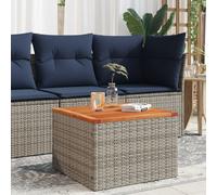 vidaXL Mesa de jardín auxiliar de exterior, ratán sintético y madera de acacia, gris