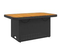 vidaXL Mesa de Jardín, Mesita con Tablero Ajustable, Mesa de Comedor, Mueble para Terraza Patio, Madera Maciza de Acacia y Ratán PE Negro