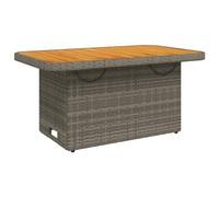 vidaXL Mesa de Jardín, Mesita de Centro, Mesa Auxiliar de Exterior, Mesa para Patio Terraza, Ratán Sintético Madera Maciza de Acacia Gris