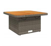 vidaXL Mesa de Jardín, Mesita de Centro, Mesa Auxiliar de Exterior, Mesa para Patio Terraza, Ratán Sintético Madera Maciza de Acacia Gris