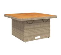 vidaXL Mesa de Jardín, Mesita de Centro, Mesa Auxiliar de Exterior, Mesa para Patio Terraza, Ratán Sintético Madera Maciza de Acacia Beige