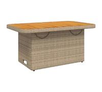 vidaXL Mesa de Jardín, Mesita de Centro, Mesa Auxiliar de Exterior, Mesa para Patio Terraza, Ratán Sintético Madera Maciza de Acacia Beige