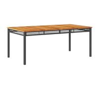 vidaXL Mesa de Jardín, Mesita de Comedor, Mesa Auxiliar Exterior, Mueble para Patio Balcón, Ratán Sintético Madera de Acacia Negro