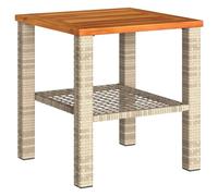 vidaXL Mesa de Jardín, Mesita de Comedor, Mesa Auxiliar Exterior, Mueble para Patio Balcón, Ratán Sintético Madera de Acacia Beige