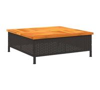 Mesa De Jardín Ratán Y Madera De Acacia Negro 70x70x25 Cm Vidaxl