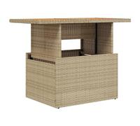 vidaXL Mesa de Jardín, Mesita de Comedor, Mesa Auxiliar Exterior, Mueble para Patio Balcón, Ratán Sintético Madera de Acacia Beige