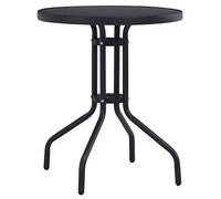 vidaXL Mesa de Jardín Mueble Terraza Exterior Casa Hogar Asientos Comedor Cocina Despacho Pupitre Mobiliario Decoración Acero y Vidrio Negro 80 cm