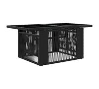 vidaXL Mesa de Jardín Negro 100 x 55 x 37 cm Rattan PE y Cristal, Mesa de Comedor Moderna, Rectangular, Resistente a la Intemperie, fácil de Limpiar, compacta y Duradera