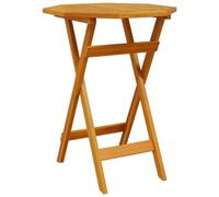 vidaXL Mesa de Jardín Plegable de Madera Maciza de Acacia - Ø60x75 cm - Para Comedor, Pícnic y Camping