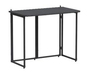 vidaXL Mesa de jardín Plegable de ratán sintético Negra 90x51x75 cm