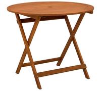 vidaXL Mesa de jardín Plegable Marrón Ø 90 x 75 cm, Mesa Redonda de jardín Moderna, Plegable, Ahorra Espacio, fácil de Limpiar, Ideal para Uso Compacto
