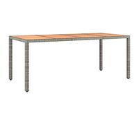 vidaXL Mesa de jardín ratán PE Gris y Superficie Madera Maciza Acacia