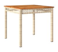 vidaXL Mesa de jardín ratán sintético Madera Acacia Beige 80x80x75 cm