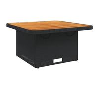 vidaXL Mesa de jardín ratán sintético y Acacia Maciza Negro 70x70x72cm