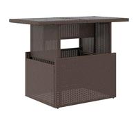 vidaXL Mesa de Jardín Superficie de Vidrio, Mesita de Centro Comedor, Mueble Auxiliar, Decoración para Patio Terraza, Ratán PE Marrón