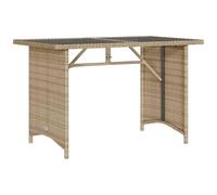 vidaXL mesa de jardín con tapa de cristal, comedor y terraza auxiliar, muebles de polirratán negro
