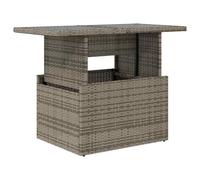 vidaXL Mesa de Jardín Superficie de Vidrio, Mesita de Centro Comedor, Mueble Auxiliar, Decoración para Patio Terraza, Ratán PE Gris