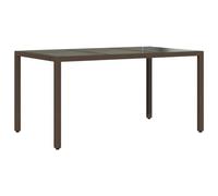 vidaXL Mesa de jardín Superficie de Vidrio ratán PE marrón 150x90x75cm