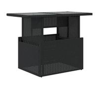 vidaXL Mesa de Jardín Superficie de Vidrio, Mesita de Centro Comedor, Mueble Auxiliar, Decoración para Patio Terraza, Ratán PE Negro