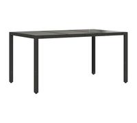 vidaXL Mesa de jardín Superficie de Vidrio ratán PE Negro 150x90x75 cm