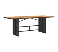 vidaXL Mesa de jardín Superficie Madera Acacia ratán Negro 190x80x75cm