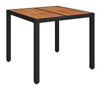 vidaXL Mesa de Jardín Superficie Tabla Mueble Mesita de Exterior para Cocina Terraza Jardín Comedor de Madera Ratán PE Negro 90x90x75 cm