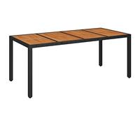 vidaXL Mesa de Jardín Superficie Tabla Mueble Mesita de Exterior para Cocina Terraza Jardín Comedor de Madera Ratán PE Negro 190x90x75 cm