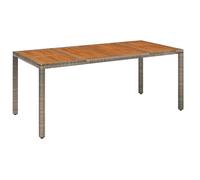 vidaXL Mesa de Jardín Superficie Tabla Mueble Mesita de Exterior para Cocina Terraza Jardín Comedor de Madera Ratán PE Gris 190x90x75 cm